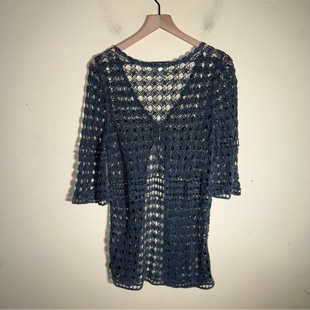 VINTAGE ETHYL Y2K crochet knit boho cottagecore whimsy tie front cardigan S - Picture 4 of 4
